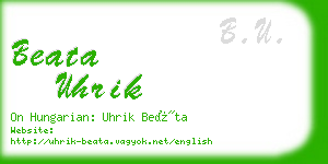 beata uhrik business card